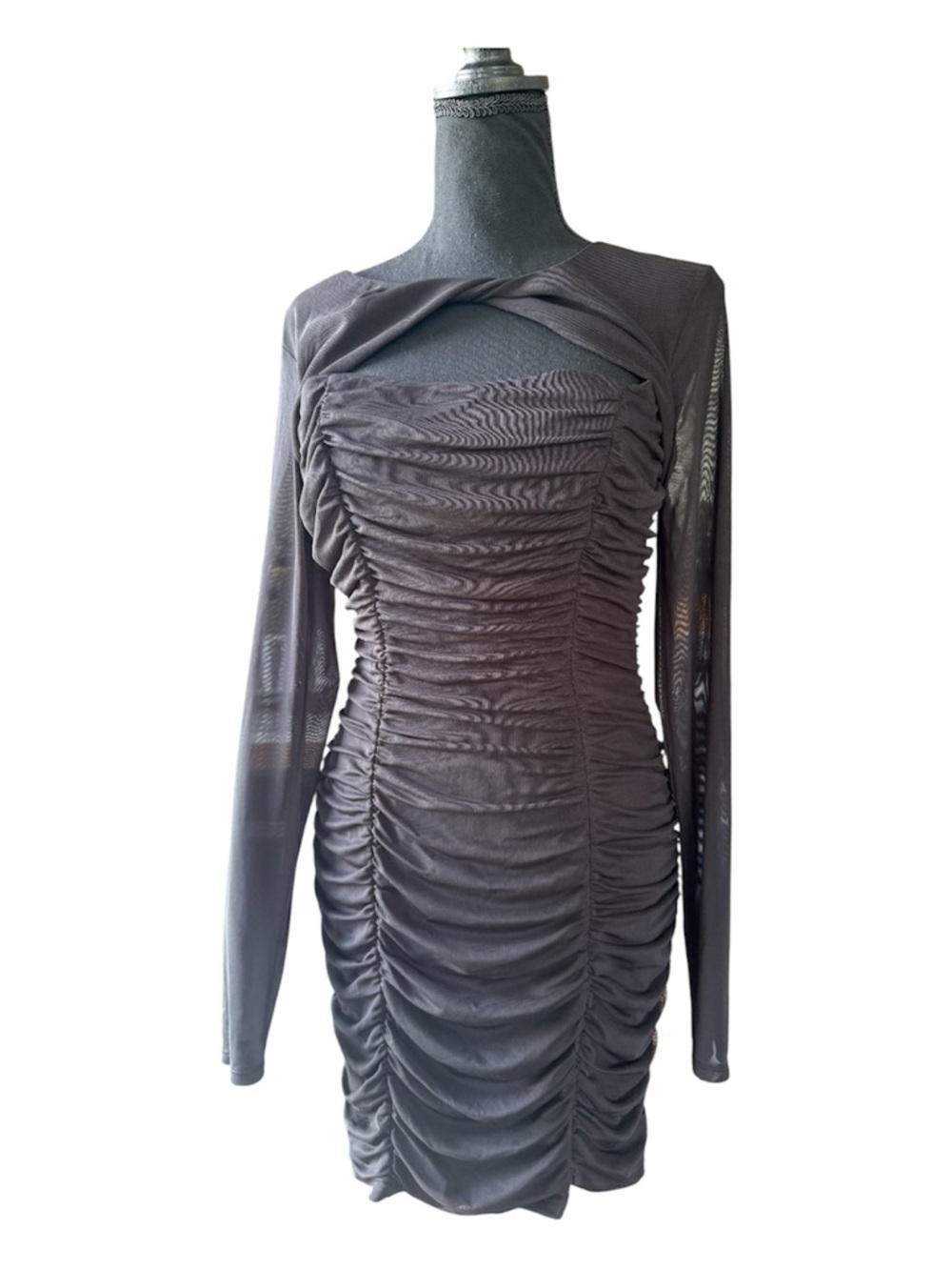 City Triangles Black Ruched Long-Sleeve Bodycon Dress Size XXl